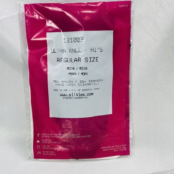 SILKIES 131002 Ultra Knee Hi’s Regular Mocha Nylon Spandex Made USA - Picture 2 of 6